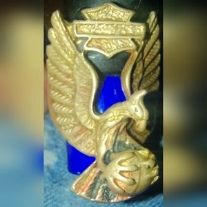 Vintage 1985 G&S  SIGNED HARLEY STYLE BIKER EAGLE RING SIZE 10 +bonus tank decal